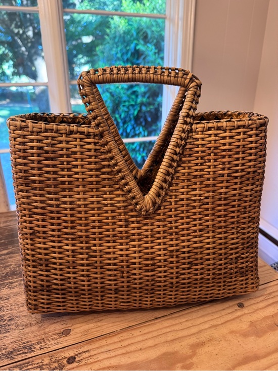 Anthropologie Handbags - Vesper Basket Bag Paros Basket Bag with Triangle Handles in Natural Brown